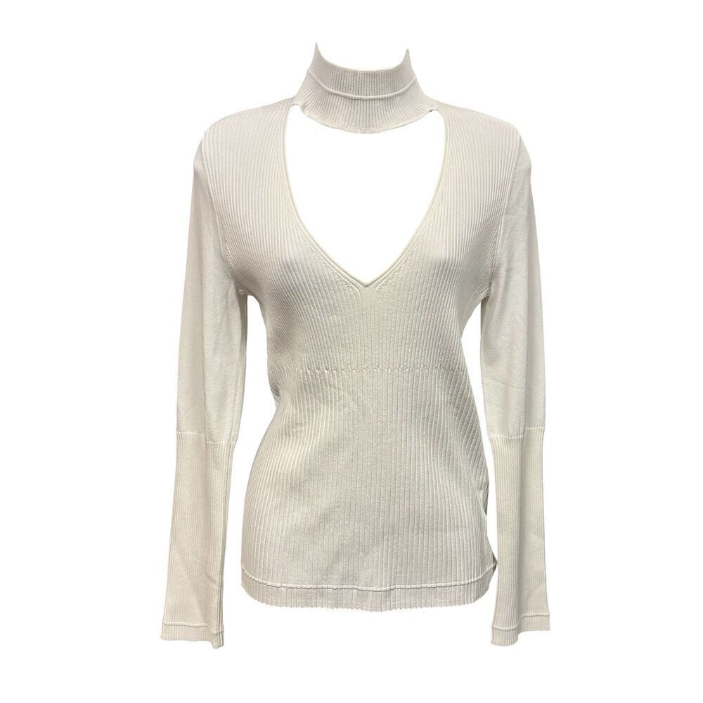Maria McManus Banded Collar V Neck Long Sleeve T NWT Size Large